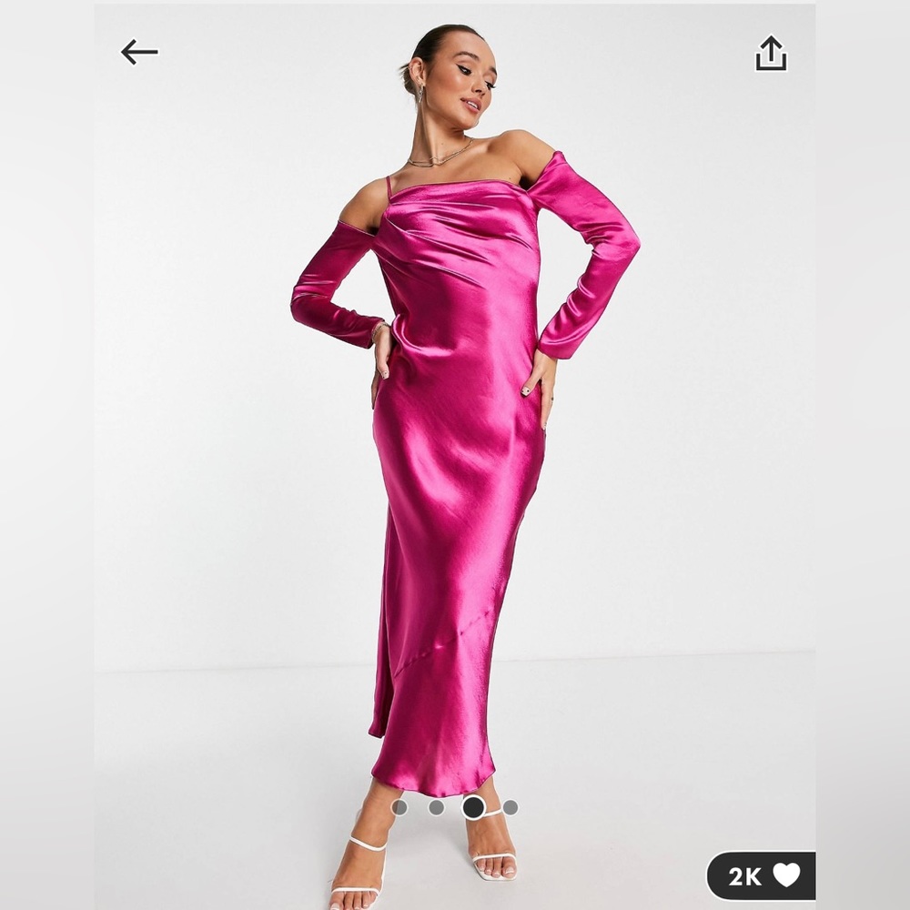 ASOS one shoulder maxi dress in pink